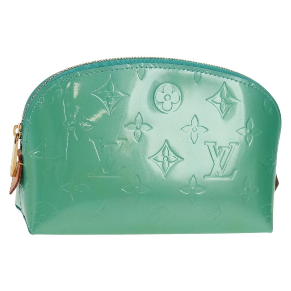 Louis Vuitton Vernis Pochette Cosmetic Pouch Blue Lagon M91747 Lv Auth 152671v